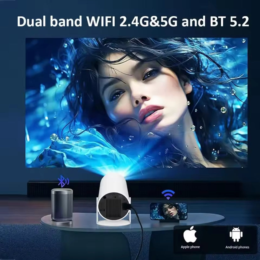 "HY300 Pro+ 4K Android Projector – Portable WiFi 6, BT5.4, 8000 Lumens"