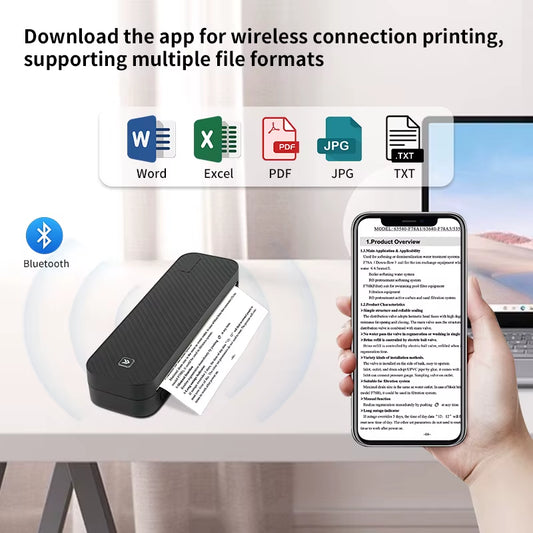 "Inkless Thermal Document Printer – Portable A4 Bluetooth Printer for Work or Study"