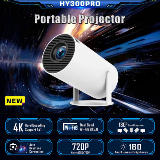 "HY300 Pro+ 4K Android Projector – Portable WiFi 6, BT5.4, 8000 Lumens"