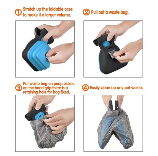 "Dog Travel Pooper Scooper – Foldable Waste Picker with Eco-Friendly Bags"