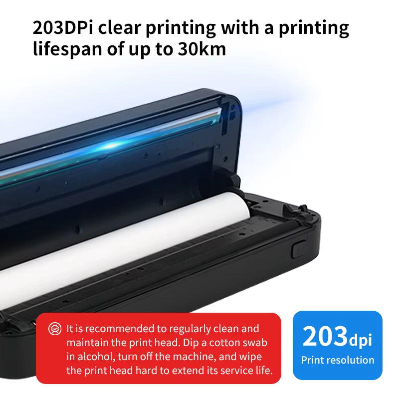 "Inkless Thermal Document Printer – Portable A4 Bluetooth Printer for Work or Study"